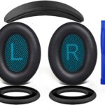 SOULWIT Replacement Kit for Bose QuietComfort 25 (QC25), Ear Pads Cushions + Headband + Earpads Cover - Black