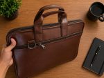 BONZA Leather Laptop Briefcase Bag for Men & Women | 15.6 Inch Padded Laptop Messenger Bag with 3 Compartments, Top Handles & Multiple Pockets | Office, Business, Travel & Work Bag - Image 9