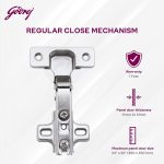 Godrej Cabinet Hinges| Slip On Regular Hinge|15-22 mm Panel Thickness | Concealed Hinges for Full Overlay Doors | Wardrobe, Kitchen, Bathroom | 1 Year Warranty | Pack of 2 - Image 2