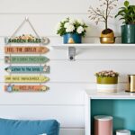 KAIRNE Garden Rules Wall Sign Flower Birds with Relaxing Quotes Feel The Breeze Outdoor Yard Rustic Hanging Wooden Plaque Garden Spring Welcome Sign Presents for Gardeners Women Home Art Decor - Image 5