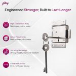 Godrej Door Fittings | 75mm Universal Drawer & Cupboard Lock | 6 Lever Locking System | Nickel Plated Steel | 4-Way Mounting | 2 Keys | 1 Year Warranty | For Drawers of all Furniture Items & Cupboards - Image 3
