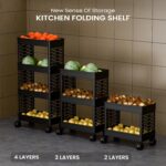 Black 4-Tier Rolling Storage Cart with Wheels, Portable Utility Organizer Trolley for Kitchen, Bathroom, Office, Salon (Black Kitchen Rack 4 TIRE) - Image 6