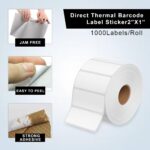 GLUN® 50x25 Direct Thermal Barcode Label Sticker - 2 x 1 inch - 50mm x 25mm - 1000 Labels Per Roll - White Self Adhesive Sticker for Printing Barcoding (1 Roll per Pack (1000 Labels)) - Image 2