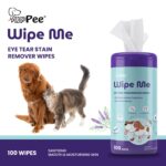 PupPee 100 Count Pet Wipes for Cleaning Eye Tear Stain | Anti-Bacterial Pet Wipes for Dogs & Cats | 100% Biodegradable | Cleansing, Deodorising & Grooming Wipes | Vitamin E & Olive Oil - Image 3