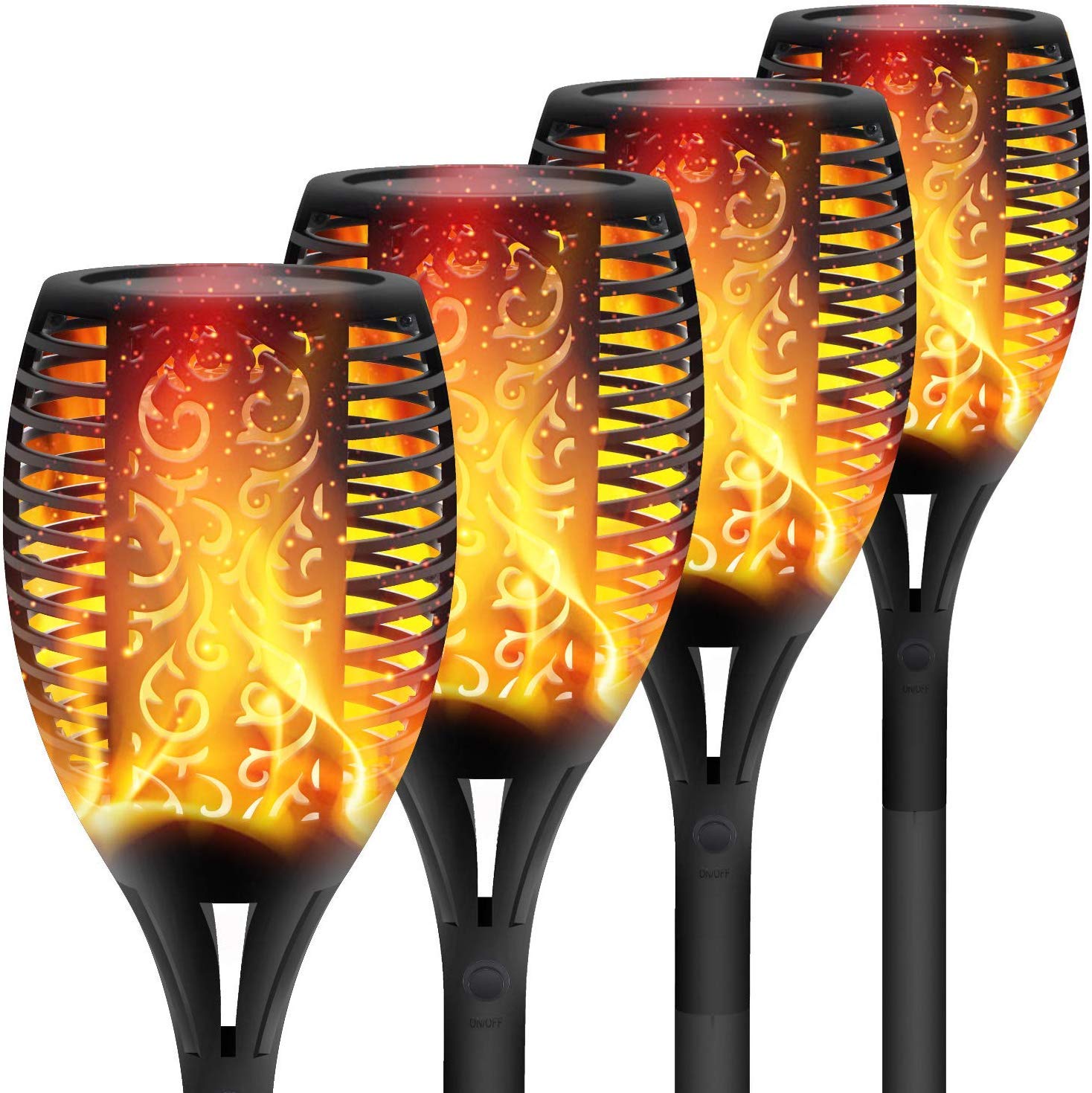 71LCaB5HiL._SL1470_.jpg XERGY Solar Lights Outdoor Waterproof Dancing Fire Mashaal Flame Torch 96 LED 2200 mAh Battery Lantern Landscape Decoration Lighting Auto On/Off for Garden Balcony Driveway's (Large Size Pack of 4) - Image 1