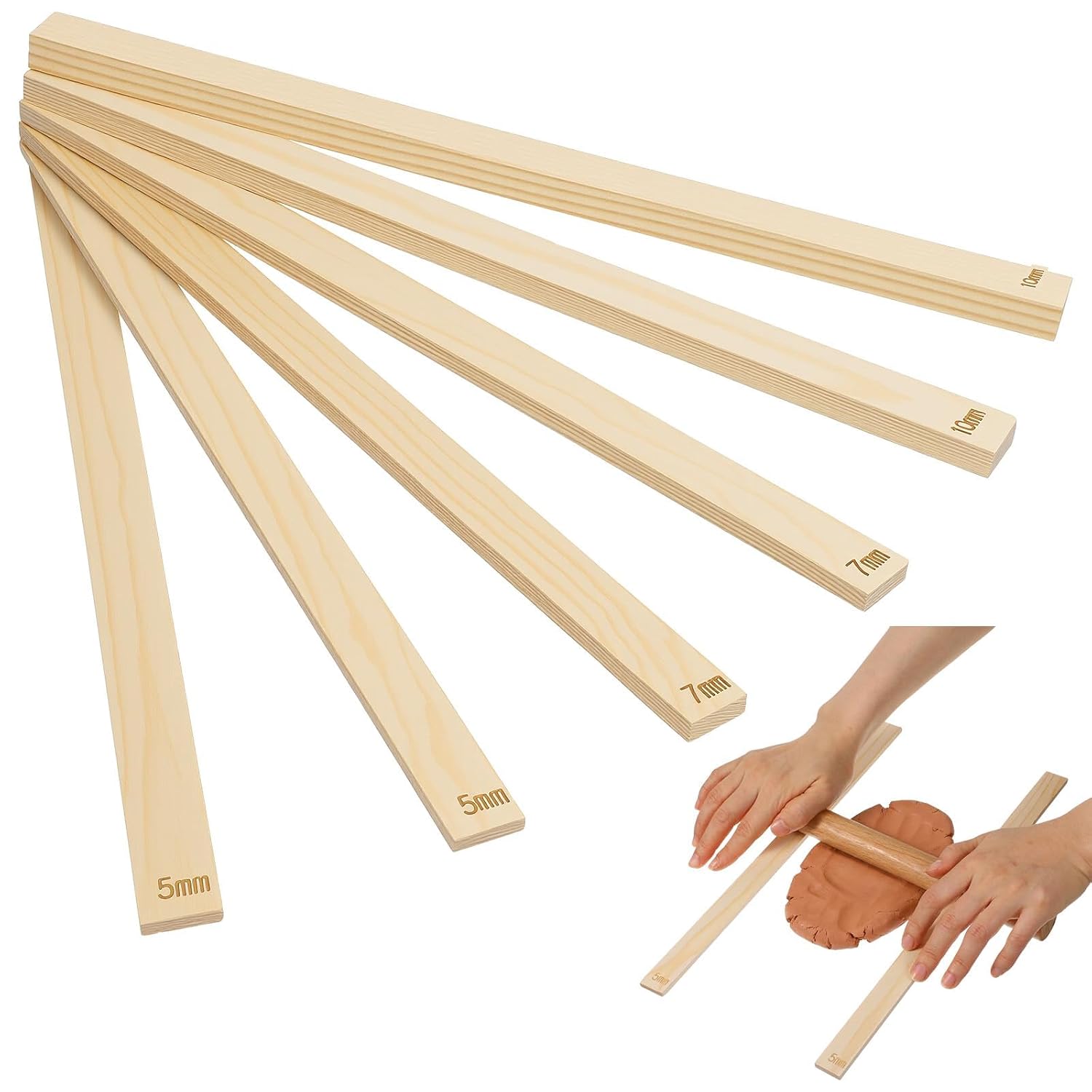 71LL1W3NqwL._SL1500_.jpg 6Pcs Clay Rolling Pin, Clay Tools, Rolling Pin for Craft Ideal for Handmade Pottery Shaping, DIY Clay Artwork, Pastry Baking Molding and Creative Handicraft Making - Image 1