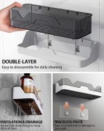 REWOP Self Adhesive Storage Rack, Wall Mounted Plastic Shelf Organizer for Bathroom Accessories and Hardware - Image 2