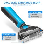 Pet Grooming Brush, Double Sided Shedding and Dematting Undercoat Rake Comb for Dogs and Cats, Dog Grooming Rakes Tool for Mats & Tangles Removing, Extra Wide, Safe, Effective, Comfort (Blue) - Image 6