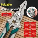 JJ Brothers 8 in 1 Wire Stripper Tool | Multi-Function Electrician Pliers | Wire Cutting, Stripping, Crimping Tool | Foldable Heavy Duty Steel Tool for Electrical Work (8 Inch) - Image 4