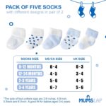 MumsLap Baby Socks for Boys and Girls | Cotton Blend Ankle Length Winter Socks for Newborns Infants Toddlers | Soft Breathable Terry Socks with Sweat Absorption, 5 Pairs (White, Blue, 0 to 12 Months) - Image 5