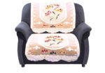 Kuber Industries Cotton 5 Seater Sofa Cover|Premium Cotton Fabric & Side Flower Design|Cutting Edge Round Shape, 10 Piece (Cream) - Image 3