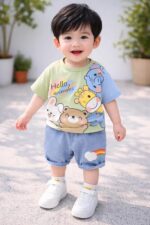 R.G T-shirt and Short Set for Baby Boys & Baby Girls, Printed Half Sleeves Clothing Set for Kids - Image 3