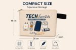 DRUDRAYA Canvas Tech Organizer Pouch | Cable Case for Travel, Pack of 1 | Electronic Accessories Pouch | Gadget Storage Bag for Power Banks, Chargers - Image 3