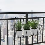 Pivalo Plant Stand Galvanized Metal Flower Pot Holder Indoor Gamla Support Art Hanging Basket Kitchen Basket Rack Outdoor Display Shelf for Office Home Garden Balcony Decoration (Pack of 1, Black)