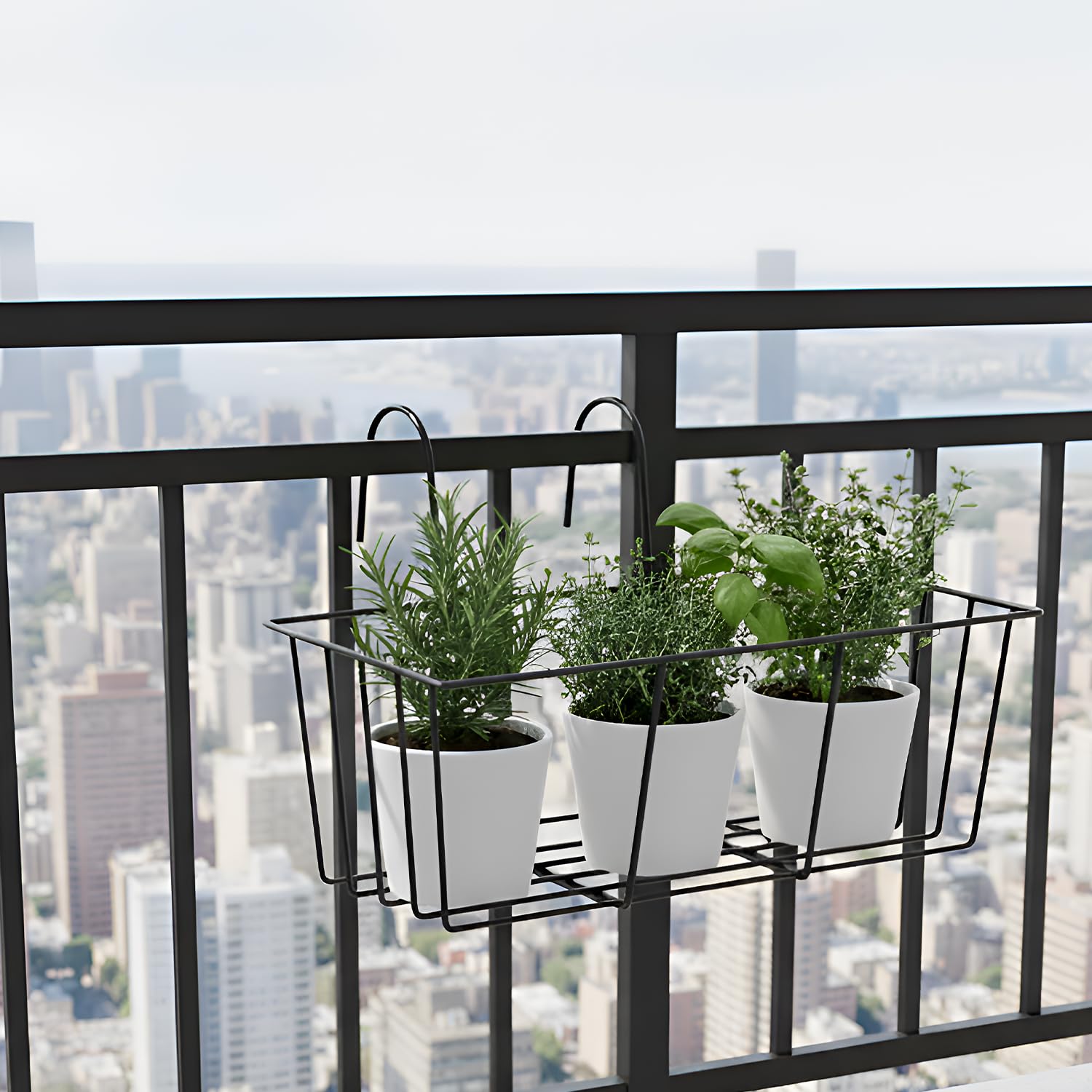 71M6S45FzwL._SL1500_.jpg Pivalo Plant Stand Galvanized Metal Flower Pot Holder Indoor Gamla Support Art Hanging Basket Kitchen Basket Rack Outdoor Display Shelf for Office Home Garden Balcony Decoration (Pack of 1, Black) - Image 1