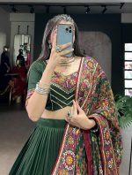 Women’s Green Dolla Silk Lehenga Choli with Dupatta, Navratri Chaniya Choli for Women, Garba Dress, Designer Party Wear Wedding Lehenga Set - Image 5
