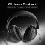 boAt Rockerz 650 Pro, Touch/Swipe Controls, Dolby Audio, 80Hrs Battery, 2Mics ENx, Fast Charge, App Support, Dual Pair, Bluetooth Over Ear Headphones with Mic (Iris Black) - Image 6
