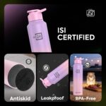 Water Bottle 1 ltr Stainless Steel Sports/Fridge Bottle with Sipper Cap | 1-Year Warranty | Single Wall | For Home, Office, Gym, Travelling|Lightweight| Craft Pro 950ml | Pink-Purple Ombre - Image 7