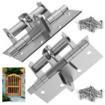 3in1-4 Inches Automatic Door Hinge, Heavy Duty Self-Closing Wooden Door Closer, Hardware Spring Hinge, Automatic Self Closing Door Hinges with Positioning 90 Degrees (Brushed Silver) (2, Silver)