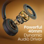 Portronics Muffs M5 Over Ear Hybrid ANC Bluetooth Headphone with Upto 50 Hours Playtime, Quad Mic, Transparency Mode, Gaming/Music Mode, BT V5.3, Adjustable Fit, Type C Fast Charging(Black) - Image 6