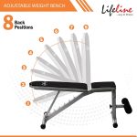 Life Line LB 311 Adjustable Gym Bench for Home | 8-Levels Flat, Incline & Decline Workout Bench with Leg Support | Full Body Strength Training Bench Press for Home Gym | Free Installation Assistance - Image 3