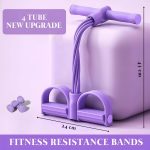 4 Tube Pedal Resistance Band for Exercise, Fitness Pull Rope Tummy Trimmer for Home Workout, Yoga & Strength Training Equipment for Men and Women – Elastic Sit Up Bar Body Toner - Image 2