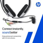 HP Wired On Ear Headphones with Mic with 3.5 Mm Drivers, in-Built Noise Cancelling, Foldable and Adjustable for Laptop/Pc/Office/Home/ 1 Year Warranty (B4B09PA) - Image 3