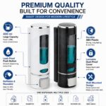 BATH GURU Wall Mounted Soap Dispenser for Bathroom, Kitchen & Office, 400 ml Each, White & Black, Pack of 2, ABS Plastic Liquid Soap, Shampoo, Sanitizer & Lotion Dispenser with Mounting Hardware - Image 2