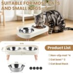 Elevated Cat Feeder Bowl, Anti-Choking Raised Cat Food and Water Bowl with Wooden Stand, Pet Feeding and Drinking Supplies for Small and Medium Sized Dogs (Cat Bowls-White) - Image 9