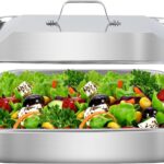 Stainless Steel Serving Dish with Tray| 32×19×6 cm Deep Steam Table Pan | Multipurpose Buffet Server, Salad & Fruit Platter, Roasting & Baking Container, Dishwasher Safe Kitchenware Tray (Silver)