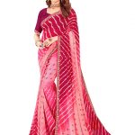 Women's Georgette Lehriya Print Saree with Unstitched Blouse Piece