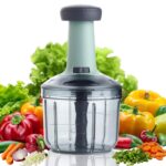Push Chopper for Kitchen Use 6 Blade Manual Vegetable Cutter Hand Press Food Chopper for Onion Garlic Tomato Potato Ginger Salad Fruit Kitchen Tools (800 ML)