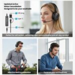 Dyazo Wired Headset with Microphone | Active & Environmental Noise Cancellation | 3-in-1 USB, Type-C & 3.5mm Connectivity | in-Line Controls | On-Ear Headphones for PC, Mobile Phone & Laptop (Black) - Image 9