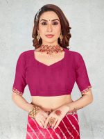 Women's Georgette Lehriya Print Saree with Unstitched Blouse Piece - Image 6