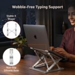 amazon basics Laptop Stand, Height-Adjustable, Foldable, Portable, Ventilated, Fits Up to 15.6-Inch Laptops (Aluminium Alloy, Silver) - Image 5