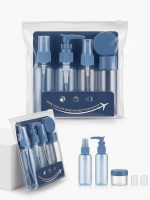 Travel Cosmetic Bottle Set, 5-Piece Plastic Spray Packaging, Leak Proof Refillable Containers for Personal Care, Lotion, Skincare (Navy Blue)