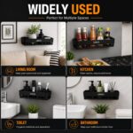 OBIXO Bathroom Organiser Without Drill Self Adhesive Bathroom Shelf/Bathroom Stand for Wall/Bathroom Accessories Set Shampoo Holder, Shop Stand (2-Shelf -2shop Black) - Image 6