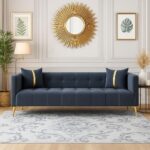 Furny Styling 3 Seater Fabric Sofa Set (Dark Grey) | Soft Velvet Fabric | Modern Design | Comfortable Seating | Living Room Furniture