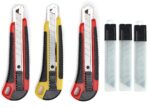 Worison 3pc18mm Heavy Duty Cutter Set with 30 Replacement Blades – Retractable, Compact Design for Extended Use in Office, Home, Crafting Etc