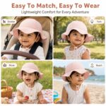 Satmarhz Sun Hat for Baby, Cotton, 6-12 Months, Boys Girls 0-2 Years Pink | Bucket Hat, Chin Strap Button, Breathable, Short Brim, Travel Outdoor Wear - Image 6