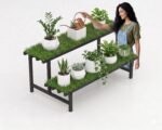IRON LANDS Hulk 2 Step 35in with Green Grass Metal Pot Stand |Supports Up to 200 Kg| Artificial Grass Mat Included for Balcony, Indoor Outdoor Garden Display Home Decor (Black) - Image 3
