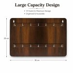 Wooden Key Holder Wall Mounted Hook Hanger | Brown | Premium Wall Hanging Key Organizer | Key Chain Holder for Home, Office, Kitchen, Hostel, Hotel (14 Hook Key Hanger) - Image 3