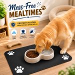 Dog Food Mat for Floor | Waterproof Pet Feeding Mat | Food & Water Bowl Mat for Dogs & Cats | Anti-Slip Rubber Mat for DDG Floor Protector (40 x 60 cm) - Image 2