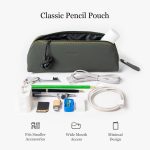 Bellblock Classy Pencil Pouch | Multi-Use Travel Organizer Pouch for Stationery/Cosmetic/Makeup Brushes | Premium Pencil Case for School, Office | Vegan Leather (Dark Green) - Image 2