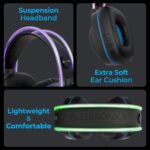 Zebronics Jet PRO Premium Wired Gaming On Ear Headphone with LED for Headband + earcups, 40mm Neodymium Drivers, 2 Meter Braided Cable, with mic, Suspension Design, 3.5mm + USB Connector (Black, Blue) - Image 7