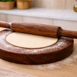 Wooden Chakla Belan Set for Roti Making – Sheesham Wood Rolling Pin with Board | Non-Slip Base | Handcrafted Traditional Kitchenware (Acacia Wood)