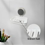 Self-Adhesive Soap Holder for Bathroom & Shower | No-Drill Wall Mount Soap Dish | Portable Soap Case for Kitchen Sink, Travel, and Camping Accessories (Pack of 1, White & Grey) - Image 4
