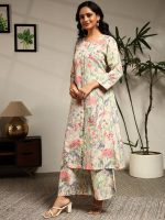 GRECIILOOKS Kurta Set for Women | Co ord Sets for Woman Stylish | Floral Printed Kurta's Sets | Straight Kurtas with Palazzo Pants | Ethnic Casual Set's - Image 7