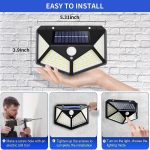 Solar Motion Sensor LED Bright White Light Outdoor for Home Wall Room Balcony Garage Backyard Garden with 100 LEDs (Pack of 1) - Image 4