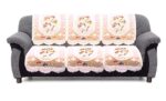 Kuber Industries Cotton 5 Seater Sofa Cover|Premium Cotton Fabric & Side Flower Design|Cutting Edge Round Shape, 10 Piece (Cream) - Image 2
